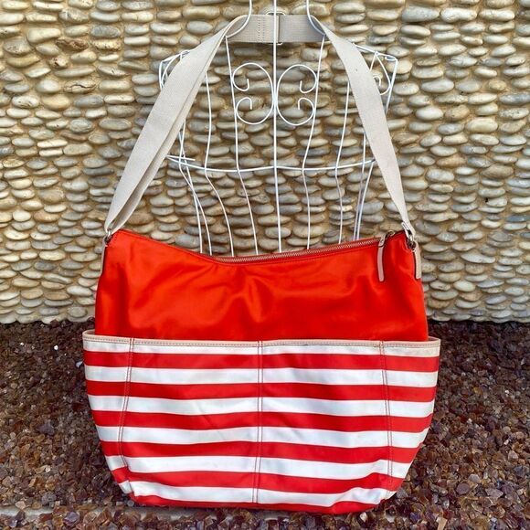 Kate Spade New York Collins Avenue Striped Serena Baby Diaper Bag Orange/Cream - Picture 3 of 9